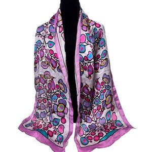 Oscardo Norval Morrisseau 100% Silk Scarf Purple Indigenous Art Canada Floral